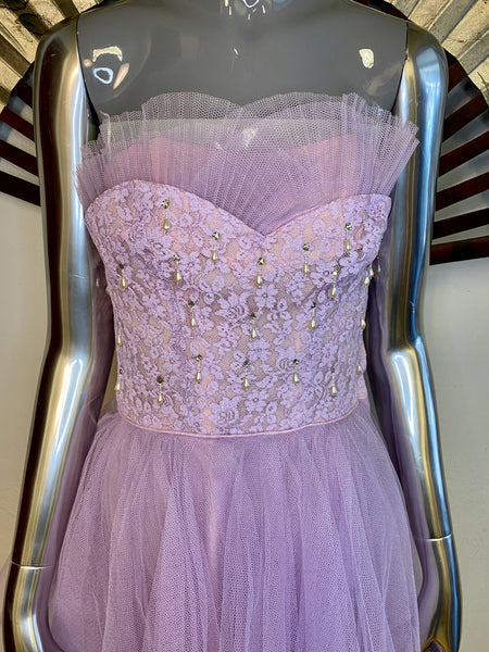 1950s Lilac Tulle Dress, XS / S