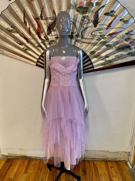 1950s Lilac Tulle Dress, XS / S