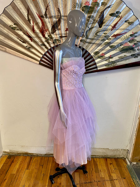 1950s Lilac Tulle Dress, XS / S