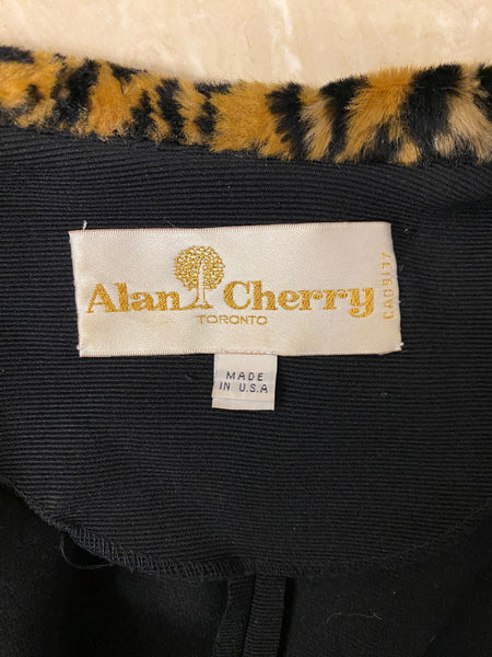 Alan Cherry Blazer with Leopard Faux Fur Trim, M
