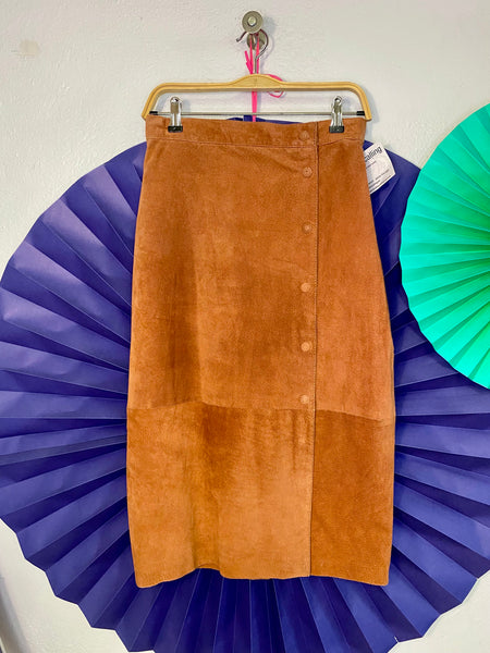 Asymetric Suede Skirt, W:  29.75"
