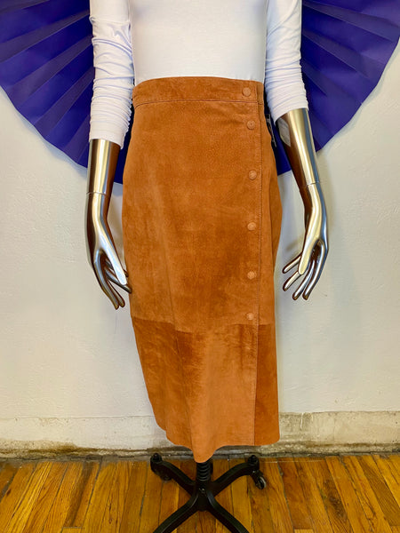 Asymetric Suede Skirt, W:  29.75"
