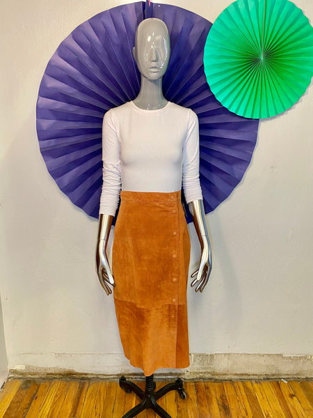 Asymetric Suede Skirt, W:  29.75"