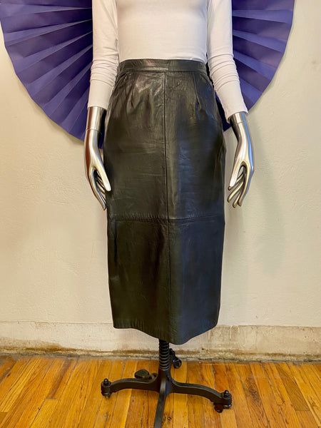 Leather Midi Skirt, W:  25"