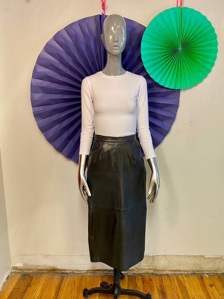 Leather Midi Skirt, W:  25"