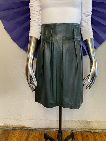 High Waist Leather Mini Skirt, W:  29.5"