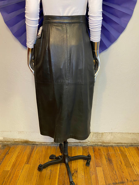 Leather Midi Skirt, W:  27.25"
