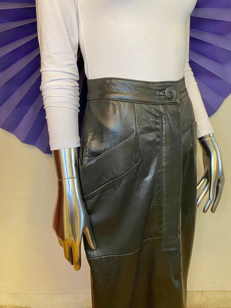 Leather Midi Skirt, W:  27.25"