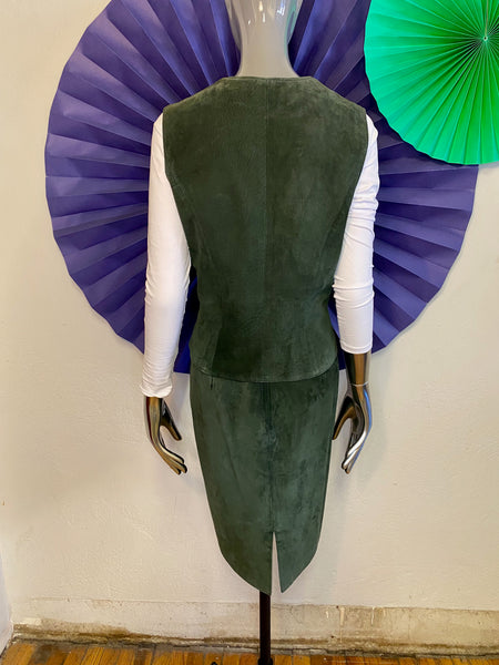 Suede Vest & Skirt Set, M