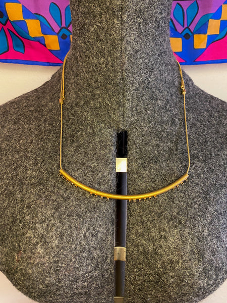 Brushed Gold Bar Necklace