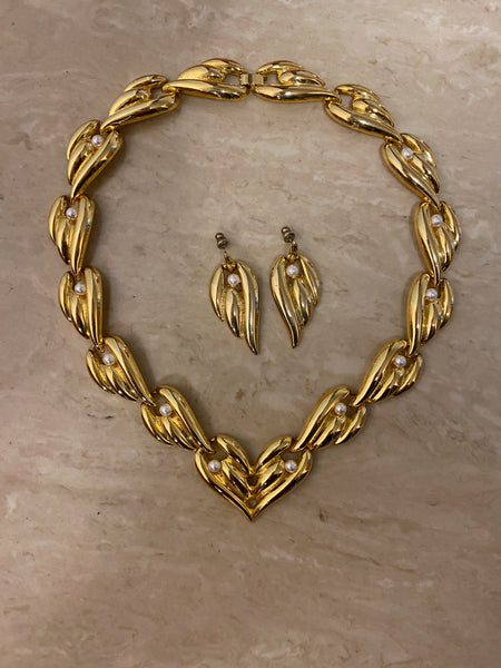 Gold-tone Necklace and Earring Set