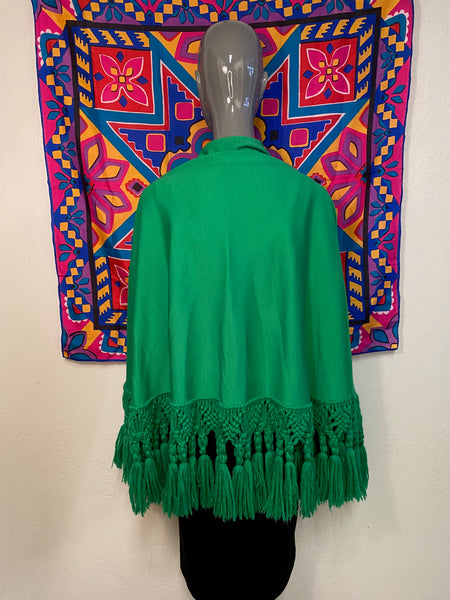 Kelly Green Fringed Shawl