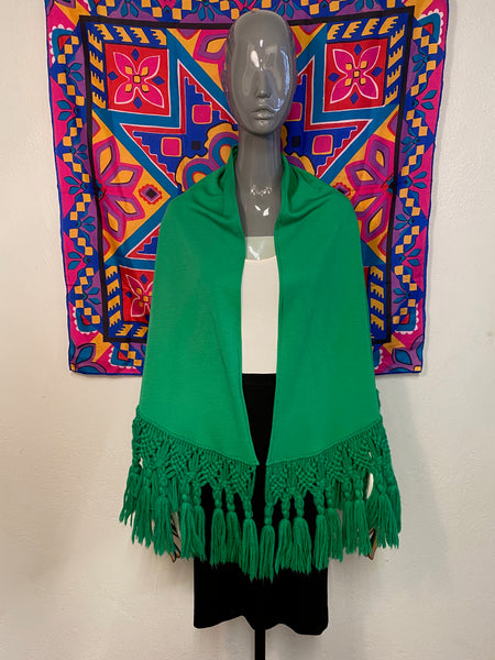 Kelly Green Fringed Shawl