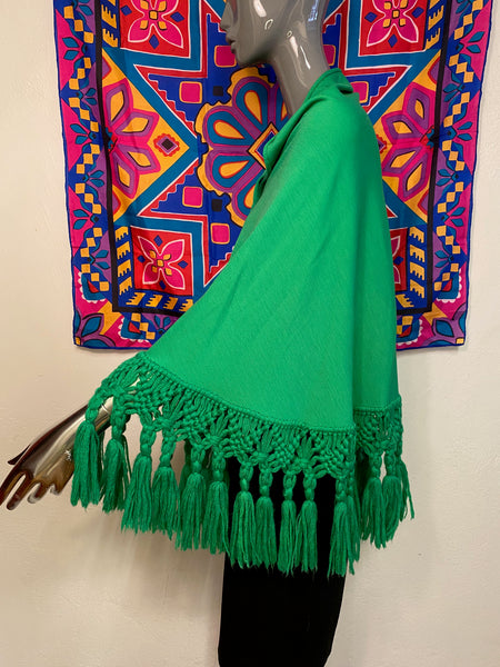 Kelly Green Fringed Shawl