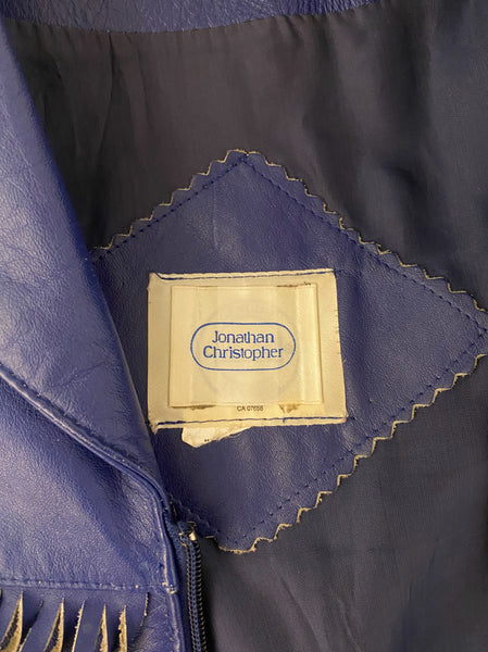 Beaded Fringe Leather Jacket, XS