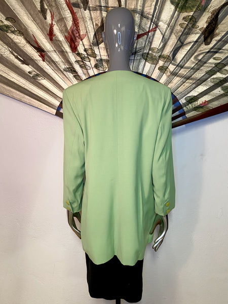 Minty Green Collarless Jacket / Blazer, M