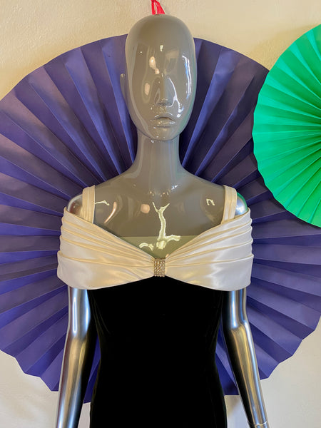 Velvet Off-the-Shoulder Gown, M