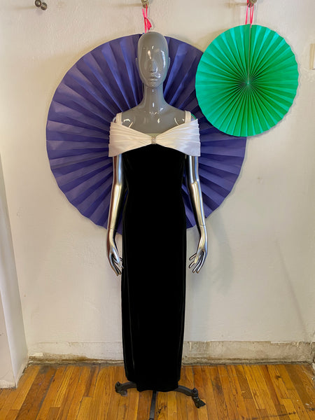 Velvet Off-the-Shoulder Gown, M