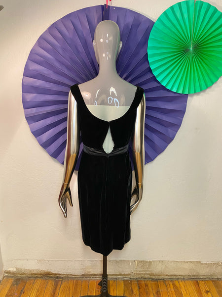 1960s Velvet Wiggle Dress, XS