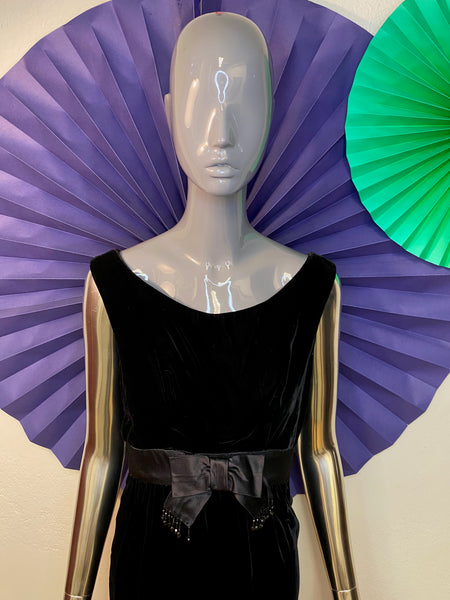 1960s Velvet Wiggle Dress, XS