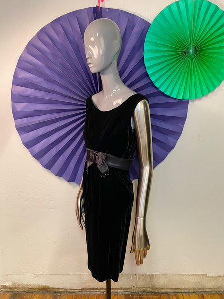1960s Velvet Wiggle Dress, XS