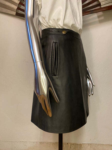Leather Wrap Skirt, XS