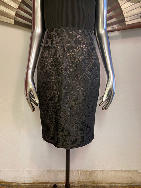 Ports Black Brocade Skirt, XS / S