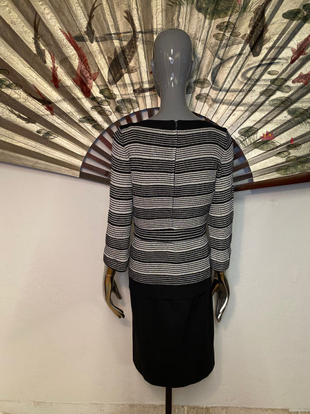Black & Silver Lamé Striped Sweater, XS / S