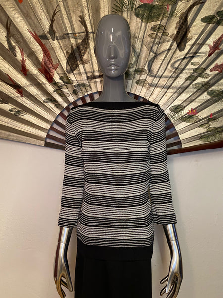 Black & Silver Lamé Striped Sweater, XS / S