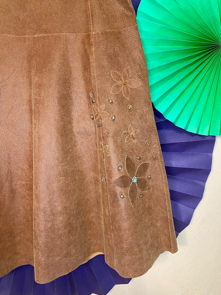 Embellished Leather Skirt, W:  33"