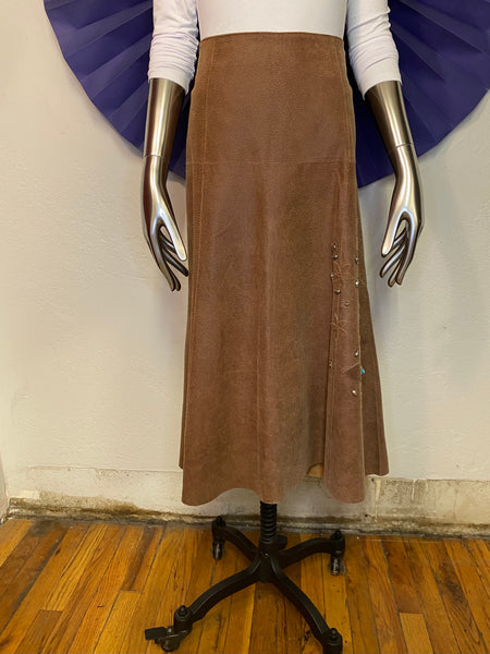 Embellished Leather Skirt, W:  33"