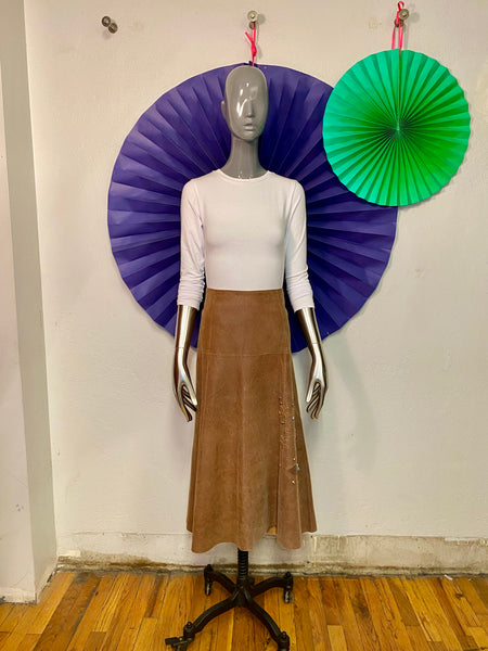 Embellished Leather Skirt, W:  33"