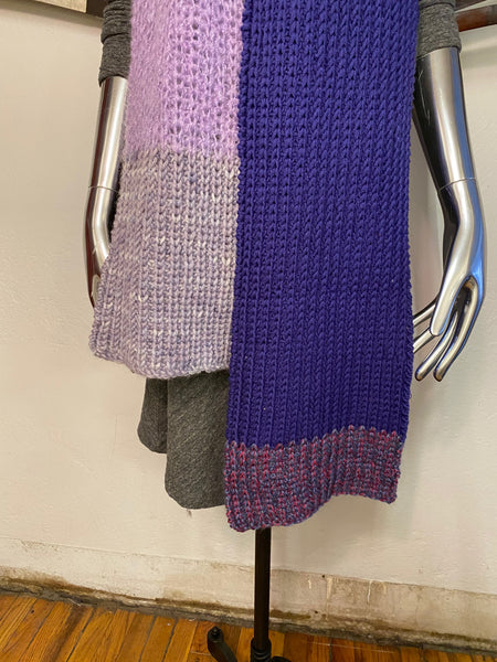 Hand Knit Purple Tone Scarf