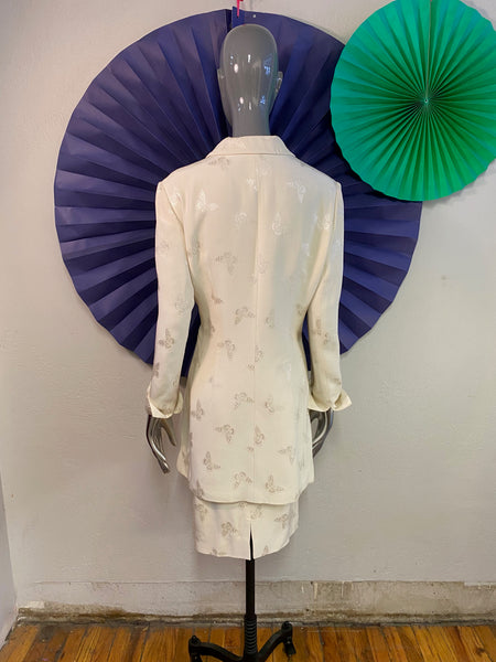 Butterfly Jacquard Skirt Suit, L