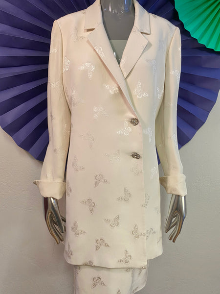 Butterfly Jacquard Skirt Suit, L