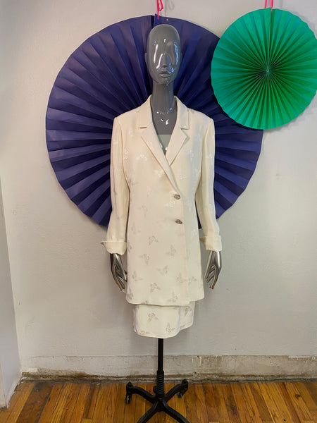 Butterfly Jacquard Skirt Suit, L