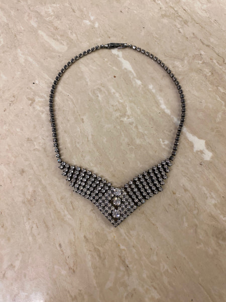 'V' Rhinestone Necklace