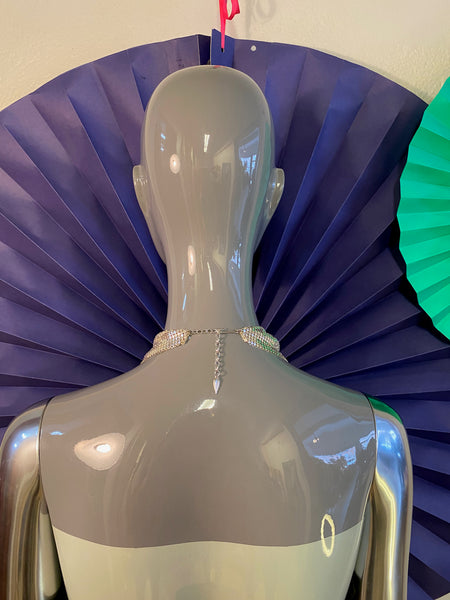 Silver Mesh Bib Necklace with Matching Earrings