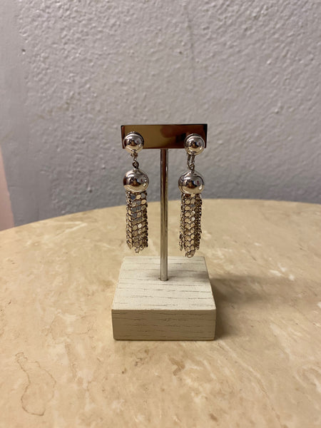 Silver Mesh Bib Necklace with Matching Earrings