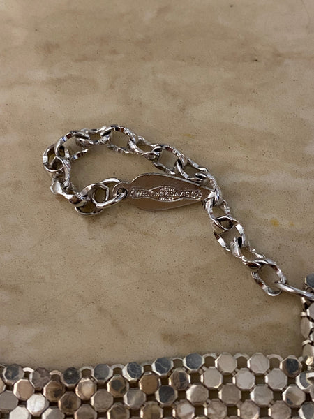 Silver Mesh Bib Necklace with Matching Earrings