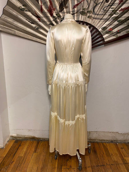 Satin Dress with Tiered Skirt, S