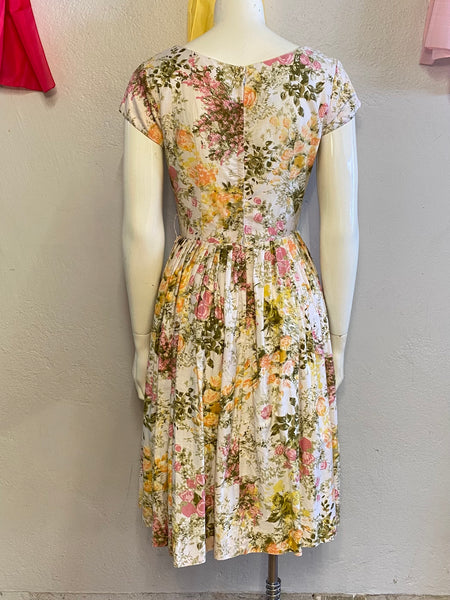 1950s Floral Dress, S / M