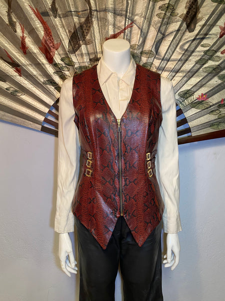 Alan Cherry Leather Vest, L
