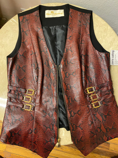 Alan Cherry Leather Vest, L