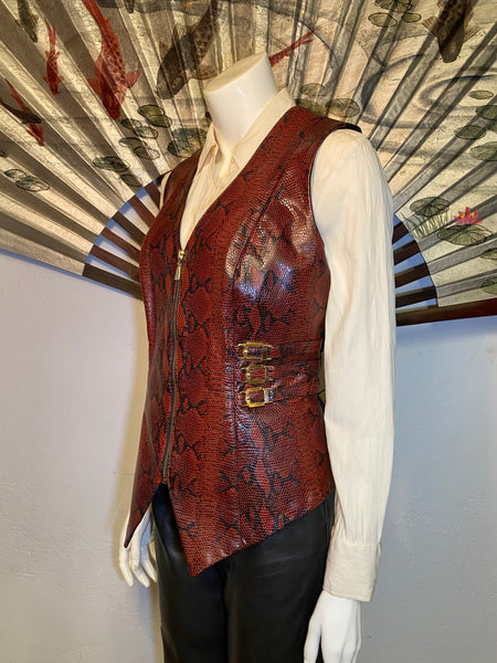 Alan Cherry Leather Vest, L