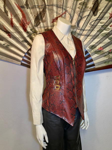 Alan Cherry Leather Vest, L