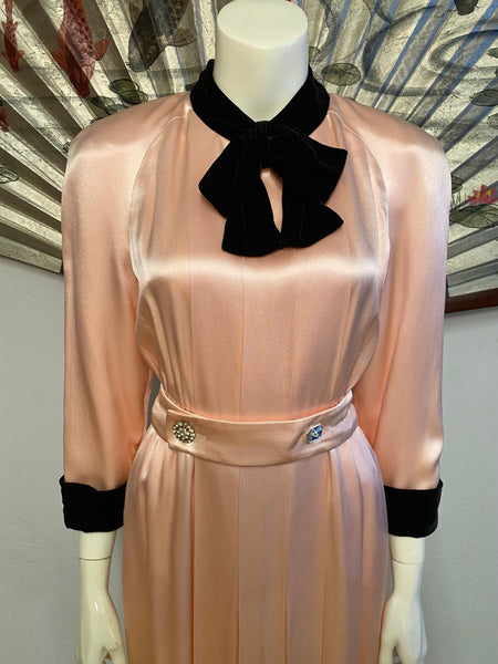 Pink Dress w/ Velvet Trim, M