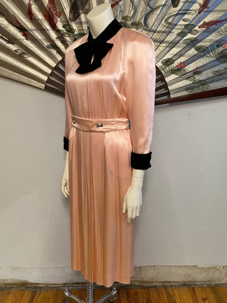 Pink Dress w/ Velvet Trim, M