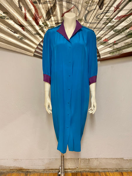 Silk Shirt Dress, M