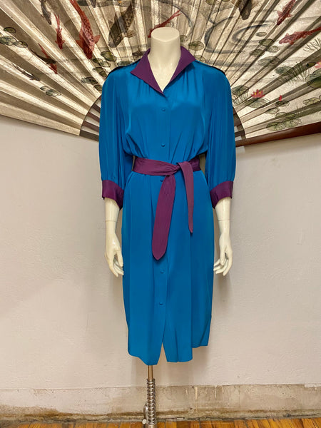 Silk Shirt Dress, M